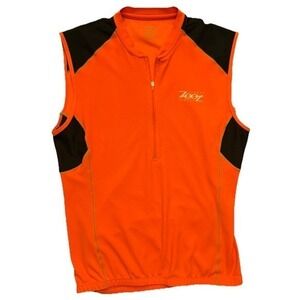 Zoot Sports Mens Orange Black Sleeveless Cycling Jersey 1/4 Zip Bike Top Large‎
